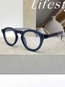 新款时尚复古 TR 注塑圆形多功能无度数眼镜，男女通用休闲简约文艺高品质街头风格个性化无度数眼镜，适合女性和男性、派对、节日和装饰场合 - 多色 - 查看 7