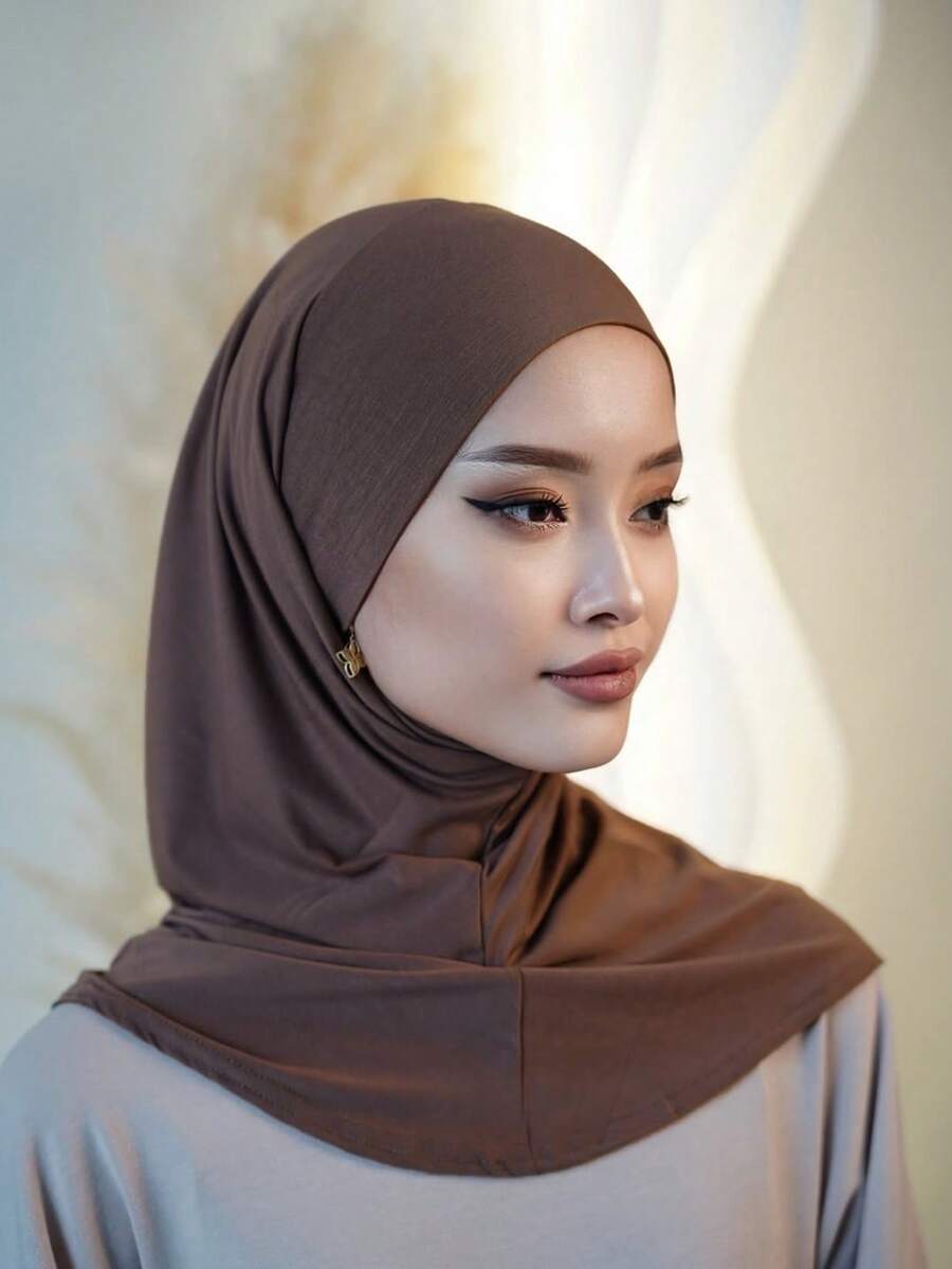 1件装女士纯色拉法帽头带，带抽绳，多功能头饰，三种佩戴方式，透气弹力宽檐吸汗防滑多功能运动头带/帽子，适合日常生活、瑜伽、健身和日常穿搭。