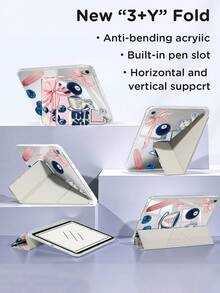 1 Stück Ballerina Mädchen & Schleife Collage Muster beidseitig transparente Acryl Kristall Rückwand stoßfeste Schlaf/Aufwach Tablet Hülle, kompatibel mit iPad/Tablet, kompatibel mit iPad 10. Generation, iPad 10.2/Mini6/Mini7/9.7 Zoll, Tablet Hülle kompatibel mit Samsung Galaxy Tab A9 Plus, tolles Geschenk für Feiertage, modisches und einfaches Muster.