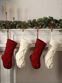 18 Zoll Weihnachtsstrümpfe, kabelgestrickte Großformat Strümpfe mit Haken, rot, elfenbein, grün, Weihnachts-Feiertagsdekoration, für Familien-Weihnachtsfeier, Weihnachtsgeschenke, Kamin-Dekoration Weihnachtsdekorationen Winterraumdekoration Weihnachtsdekorationen Zuhause Weihnachtsgeschenke Weihnachtsdekorationen - Verschiedenfarbig - Übersicht 11