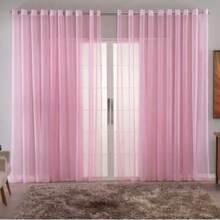Unlined Voile Curtain 3.00m X 2.00m With Chrome Eyelets – Delicacy And Luminosity For Living Room And Bedroom - Hoa hồng - Xem 1