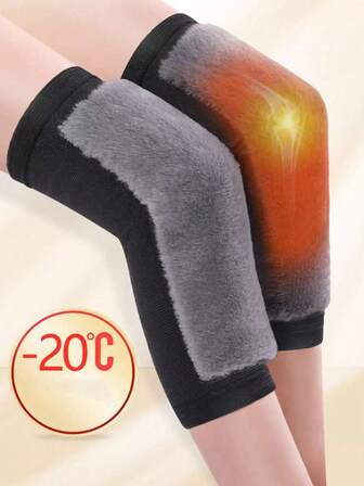 1 Pair Fluffy Thickened Knee Pads Warmer, Suitable For Women, Autumn & Winter