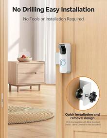 Anti-Theft Blink 1st Gen Doorbell Mount Bracket Wide-Angle(Not For 2025 Newest 2nd Gen Models), Weatherproof With Rain Cover, Renter Friendly,No-Drill Install For Home/Apartment Door, Black - trắng - Xem 5