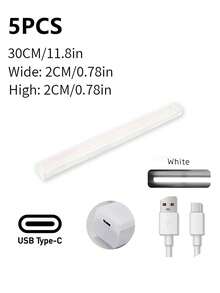 1pc Under Cabinet Light, Wireless Motion Sensor LED Light Bar, LED Long Sense Light, Rechargeable Magnetic Night Light, For Corridor Kitchen Cabinet Stairs Hallway Wardrobe Home Room Decoration - White - View 20