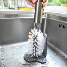 A 2-In-1 Cup Brush And Glass Cleaner, Manual Suction Cup Brush For Wine Glasses, Kitchen Sink Bottle Cleaning Tool, Made Of Durable PP Material, No Charging Required, Mixed Colors, Essential Kitchen Accessory. - Xám - Xem 4