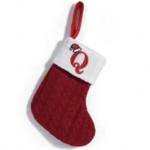 1pc Cute Letter Christmas Stocking Decor, Creative Christmas Tree Hanging Accessory, Knitted Sock Decoration