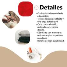 Set De 3 Cojines Rellenos Decorativos Extra Suaves De 45 Cm | Peluche Frontal Con Cierre - Rojo - Ver 7