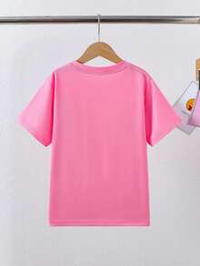 Lacrosse Ice Cream Drip Lax Boys & Girls Short Sleeve T-Shirt - 180g/㎡ Breathable Cotton, Geometric Pattern, Regular Fit Casual Top For Youth Players, All-Season Comfort, Sports Fan Apparel, Playful Graphic Tee, Comfortable Sports Shirt - 粉色 - 查看 4
