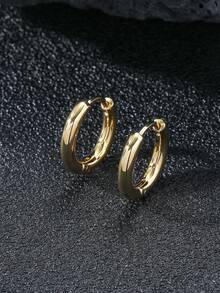 1对时尚简约不锈钢圆形耳环，男士适用，适合作为珠宝礼物和时尚配饰