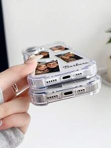 1 pezzo Custodia personalizzata per telefono con foto e nome, cover trasparente minimalista e antiurto compatibile con iPhone11/12/13/14/15/16/16pro/16plus/16promax/17/17air/17pro/17promax, 9A/S24/S25ultra/S25plus/S25edge/A17/A07/A26/A36/S26/S26plus/S26ultra, Moto G85, Hot 50 Pro+, adatta come regalo per amici, custodie per telefono carine, versione internazionale, non la versione domestica - Trasparente - Visualizzare 4
