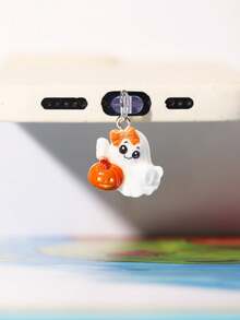 1/6pcs Cartoon Halloween Themed Anti-Dust Plugs, Creative Cute Fashion Personalized, Resin Accessories, Phone Tablet Earphone Kindle Charging Port Interface Silicone Transparent Anti-Dust Plug Decoration Pendant Ornament, Gifts For Friends Couples Best Friends, Waterproof Anti-Moisture Anti-Dirt Compatible With IPhone Lightning/Type-C Ports, Protect Charging Port Firmly