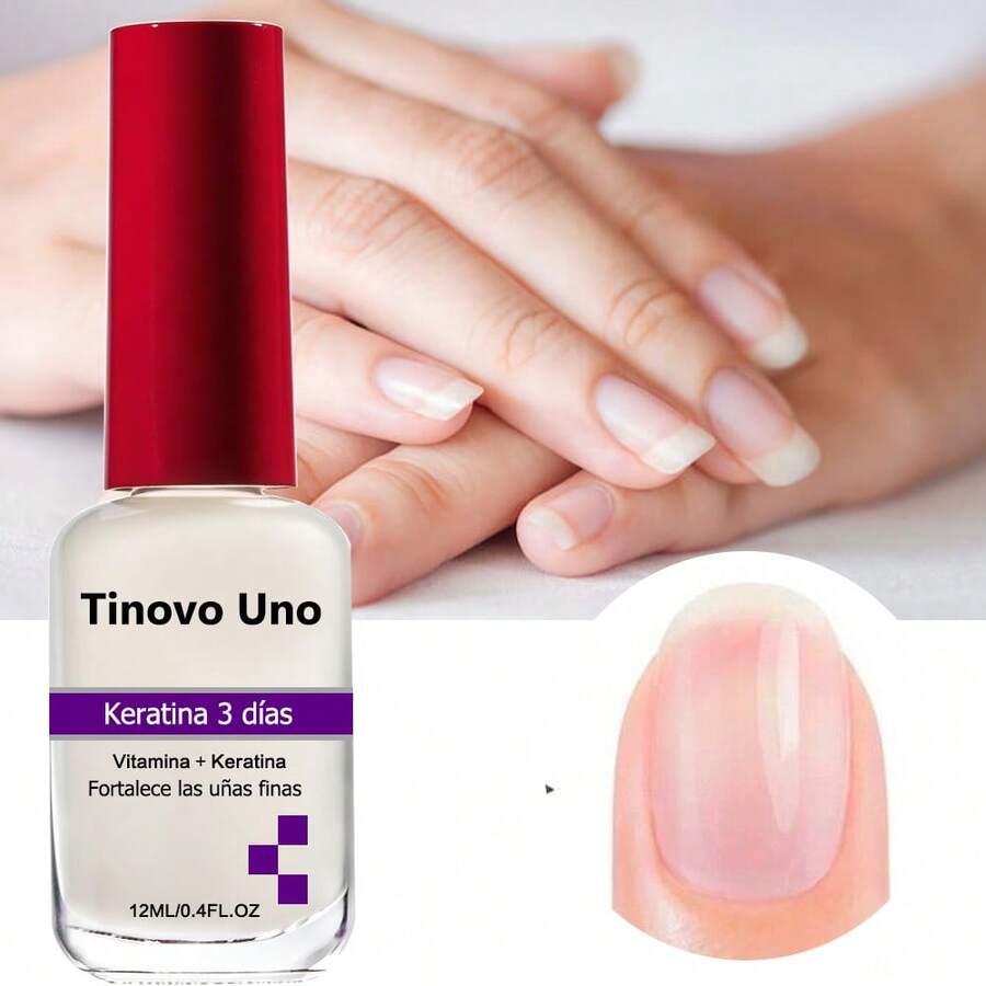 Tinovo Uno 指甲强化剂 - 自然色泽,无需/LED 灯,无酒精配方,含角蛋白和钙,可强化脆弱、柔软、易碎的指甲 - 12 毫升,美甲增强,时尚瓶身设计,防紫外线指甲 - 無色 - 查看 1