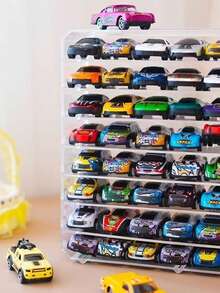 1 Piece Monster Series Multifunctional Toy Car Storage Box, Suitable For Boys And Girls, Acrylic Display Stand For Small Car Models & Alloy Cars, Multi-Layered Transparent Display Rack For . - White - View 13