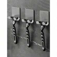 Razor Holder 1/2pcs, Silvery Adhesive Wall Hooks, No Drilling Required, Bathroom Shaver Holder, Stainless Steel Door Wall Hook, Bedroom Hat Hook, Bathroom Kitchen Bedroom Bathrobe Hook - 銀色 - 查看 1