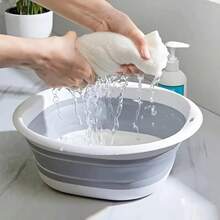 1pc Convenient & Stylish Foldable Wash Basin, Portable Collapsible Wash Basin For Face, Clothes, Foot Soak, Suitable For Home, School, Office, Car - Saves Space Home Bathroom Decor Fall Decor Back To School - Grey - View 2