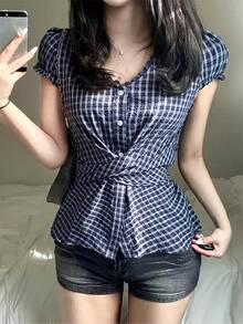 Women Tops - Màu xanh lam - Xem 1