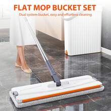 Mop And Bucket Set With Wringer For Home, 360° Flat Squeeze Mop With Long Handle And 6 Microfiber Cloths For Floor Cleaning (White, Slim Bucket And 15.7'' Aluminum Alloy Mop Head) - 白色 - 查看 2