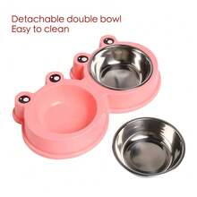 Double Pet Bowls Stainless Steel – Non-Slip Food & Water Feeder, Premium Dog Cat Bowls With Cute Design For Pets & Rabbits