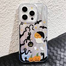 全新大孔羽毛网 IMD 渐变 PC+TPU 二合一亮面万圣节黑猫、蝙蝠、幽灵、南瓜、蜘蛛彩绘防摔手机壳兼容 16/11/16pro/16plus/16promax/16e/15Promax/13/14/12/XS/XR/7G/8P，兼容三星 S21 S22 S23 S24plus S25Ultrl S25FE A04 05 06 07 A10 11 12 13 14 15 16 17 A20S 21 23 24 A30S 31 32 33 A50 A52S 53 54 A71 A73