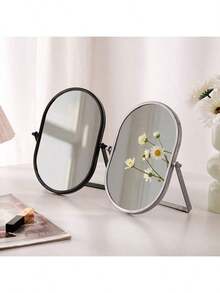 1 Piece Light Luxury Desktop Makeup Mirror, Oval 360° Rotatable Vanity Mirror With Gold Metal Base & High-Quality Glass, For Countertop, Bedroom Decor, Bridal Makeup, Content Creators, Luxury Hotels - Ideal Gift For Valentine's Day, Housewarming, Anniversaries & Weddings