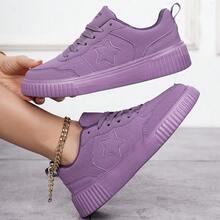 Damskie modne fioletowe, patchworkowe trampki na co dzień, uniwersalne, sznurowane, wygodne, sportowe buty na co dzień, na zewnątrz i do pracy