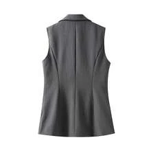 Women's Casual Loose Striped Vest Jacket, Single-Breasted, Suitable For Commuting, Spring/Autumn - Grey - View 7