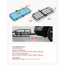 53" X 19" X 5", Hitch Cargo Carrier, 500 Lbs Capacity Hitch Cargo Carrier With Hitch Stabilizer & Ratchet Straps, Hitch Mount Cargo Carrier With Cargo Net With Hook, Fit For SUVs - Black - View 7