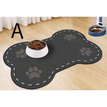 Cartoon Pet Feeding Mat - Suitable For Cats & Dogs, Super Absorbent & Quick Drying; Patterned Bottom Design; Cute Bone Shaped Dog Paw Print Feeding Mat; Multi-Layer Structure, & Convenient; Neat Edges, Skin-Friendly Material; Ideal For Daily Use. - Multicolor - View 10