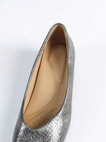 Women's Square Toe Comfortable Chunky Heel Soft Bottom Work Shoes - Dark Grey - View 4