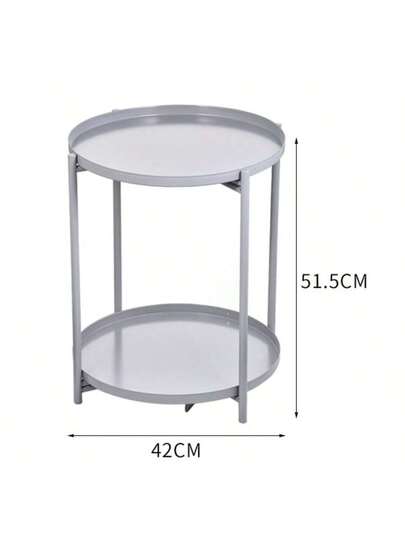 Creative Tea Table, Iron Side Moderne Living Room Balcony Small Round Double Tray Tafel view 6