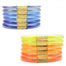 6pcs Mixed Metal Color Jelly Bangle Beacelet - 3 Colors, 6 Pieces - View 10