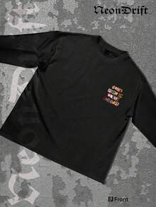 NeonDrift Double-Sided Printing Halloween, Christmas, Thanksgiving Gifts-God's Plan Is Worth The Wait - Inspirational Graphic T-Shirt | Bold Typography Design For Casual Wear | Motivational Streetwear Fashion |  Long Sleeve Tee For Everyday Style - màu đen - Xem 2