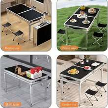 1pc Outdoor Portable Folding Table/Stool, Picnic Small Desk, Metal Rectangular Table, Easy Folding And Carrying - Black Folding Table - View 6