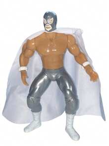 MUÑECO DE LUCHA LIBRE MEXICANA "EL SANTO" 18 CM DE ALTURA, FIGURA DE ACCIÓN PARA NIÑOS, COLECCIÓN - Plateado - Ver 1