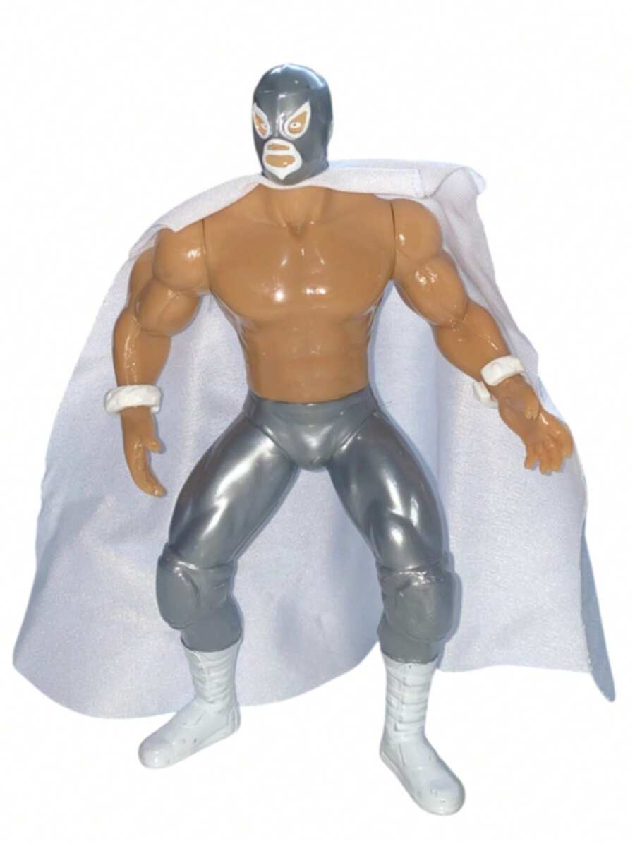 MUÑECO DE LUCHA LIBRE MEXICANA "EL SANTO" 18 CM DE ALTURA, FIGURA DE ACCIÓN PARA NIÑOS, COLECCIÓN - Plateado - Ver 1