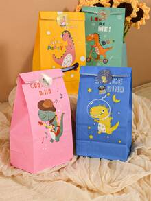 12/24 件恐龙主题纸袋，各种动物印花派对礼品袋，适合婴儿生日、婚礼、周年纪念、迎婴派对、婴儿主题派对 - 彩色 - 查看 7