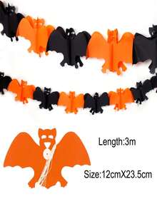 TYFYO 3 metri Halloween agățat ghirlandă Bunting liliac dovleac fantome păianjen hârtie banner Happy Halloween petrecere decoratiuni horror recuzită toamna, Crăciun