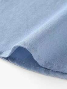 JL KIT 2 Men's Short Sleeve Casual Beach Linen Fashion Shirt - 黑色-海軍藍 - 查看 4