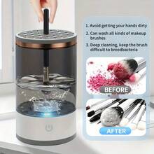 3-In-1 Automatic Makeup Brush Cleaner (Cleansing + Drying + Storage), New USB Electric Rotary Type, Includes Silicone Pad, Suitable For All Size Makeup Brushes, Thoroughly Cleans, Beauty And Health, Makeup Tools, Makeup Brush Accessories, Christmas Gift, New Year's Gift.,Travel,Travel Essential,Valentine's Day,Cheap,Travel Makeup Brush,Gifts For Women,Makeup Artist,Professional Complete Makeup Kit - White - View 7