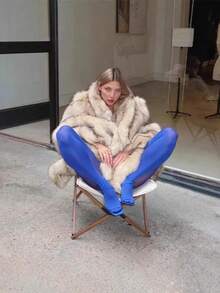 Winter Coats For Woman,New Years Outfit Women,Jackets For Women,Street Mid-Length Synthetic Fur Coat With Fox Fur - màu nâu - Xem 3