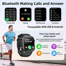 Hwagol 2025 Upgrade Smartwatch (Anrufe/Wählen unterstützt), 1,85" Display, 230mAh Akkukapazität, Unisex, Fitness Tracker, Mehrere Sportmodi, Schrittzähler, Kalorienrechner, Schlafüberwachung, Herzfrequenzmonitor, kompatibel mit Android und iOS - Schwarz - Übersicht 8