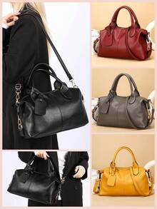 Women's Boston Bag, Handbag And Crossbody Bag, Large Capacity Commuter Bag,Shoulder Crossbody Bag,Spacious Work Tote, Lightweight Material Design,Adjustable Strap,Essential For Travel, Work And School - 彩色 - 查看 8