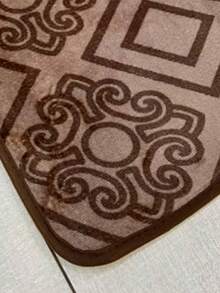 Geometric Runner 2.00m X 60cm Raschel Print For Hallway, Kitchen And Bedroom - Mocha Brown - View 3