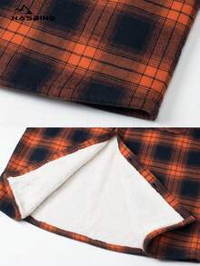 Men's Fleece Thermal Shirt, Warm Flannel Shirt, Lumberjack Shirt, Winter Inner Fleece Jacket - trái cam - Xem 5