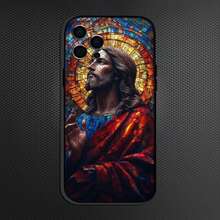 Funda de Teléfono de Cristal de Iglesia Clásica de Jesús Cristo compatible con  16,15,14,13,12,11 Plus, Pro Max, funda de silicona suave negra, funda compatible con  17, funda de  17 Pro, funda de  17 Pro Max - z4 - Ver 4