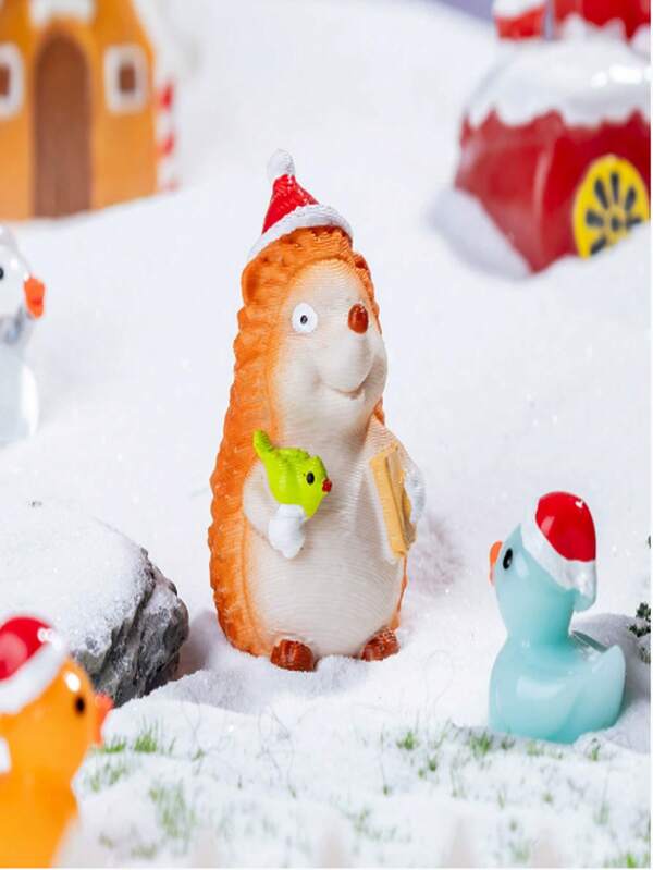 زينة راتنجية واقعية وإبداعية بشكل قنفذ عيد الميلاد، زينة مكتبية، إكسسوار مجوهرات DIY