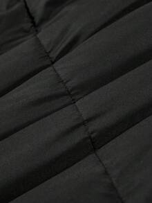 Boys' Thick Padded Coat With Hood, Zipper Front, Pockets, Casual Outerwear For Winter