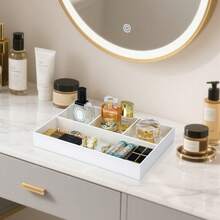 4-Grid Storage Organizer - Multipurpose Desktop, Nightstand, Drawer Organizer Box - Jewelry, Fashion Glasses, Phone, Watch, Perfume, Lipstick Storage Tray Divided Container, Holiday Gift - Multicolor - View 6