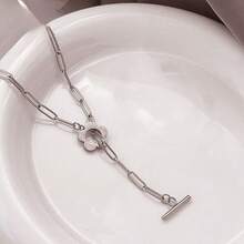 1 pieza Elegante collar de cadena de plata 925 con diseño floral, de diseño minimalista y de moda para mujeres, adecuado para vacaciones, fiestas, banquetes, regalo festivo