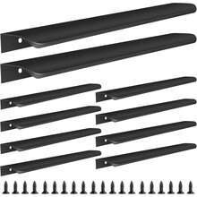 5pcs Black Finger Pull Handles, Suitable For Cabinets, Wardrobes, Drawers, Kitchen Cabinets, Modern Aluminum Concealed Handles For Closet Doors, Matte Black - Black - View 17